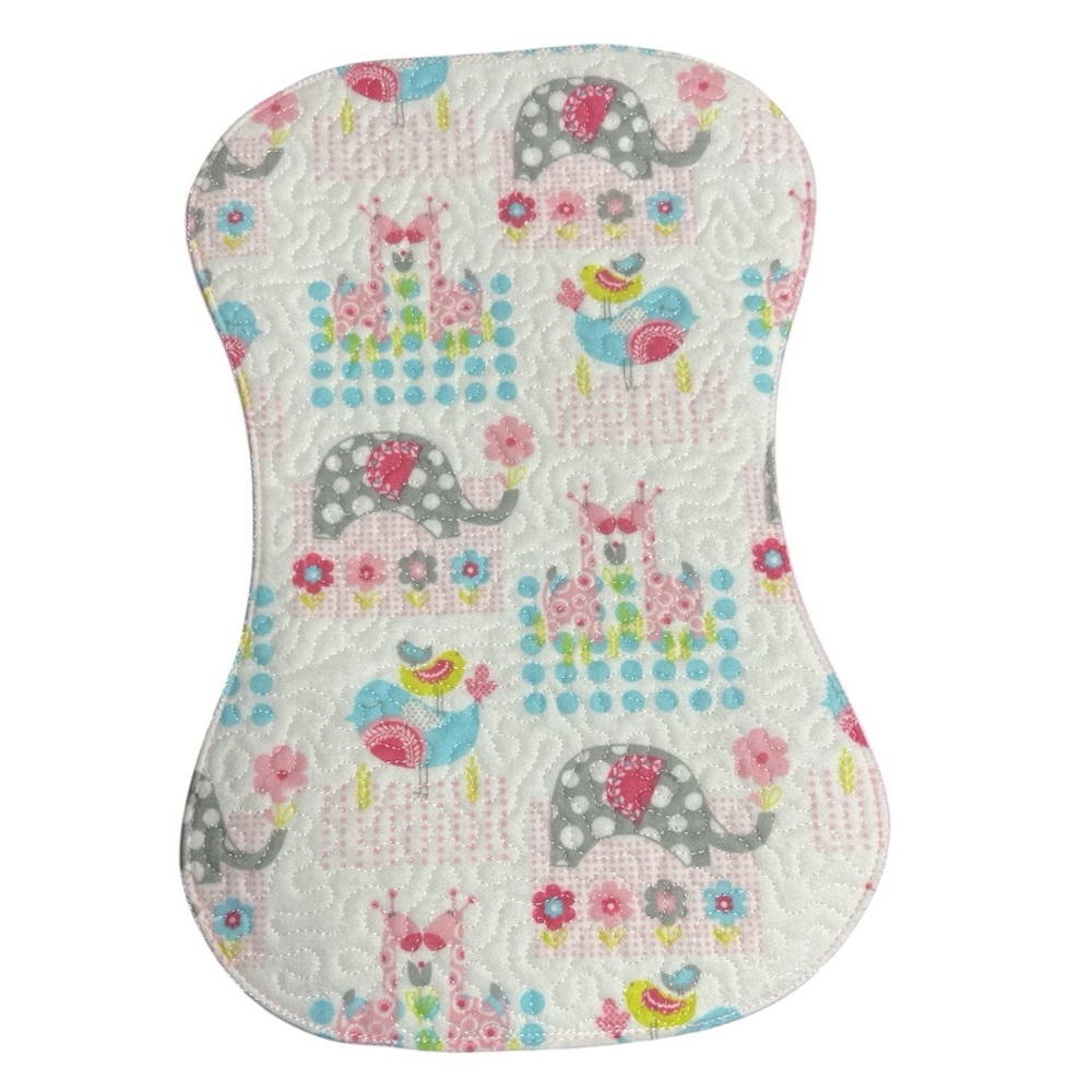 Hand Crafted Baby Burp Cloth Flannel Contoured Padded Fabric Quilted Reversible - Picture 2 of 9